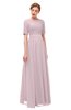 ColsBM Ansley Pale Lilac Bridesmaid Dresses Modest Lace Jewel A-line Elbow Length Sleeve Zip up