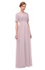 ColsBM Ansley Pale Lilac Bridesmaid Dresses Modest Lace Jewel A-line Elbow Length Sleeve Zip up