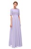 ColsBM Ansley Pastel Lilac Bridesmaid Dresses Modest Lace Jewel A-line Elbow Length Sleeve Zip up