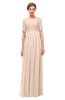 ColsBM Ansley Peach Puree Bridesmaid Dresses Modest Lace Jewel A-line Elbow Length Sleeve Zip up