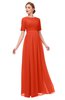 ColsBM Ansley Persimmon Bridesmaid Dresses Modest Lace Jewel A-line Elbow Length Sleeve Zip up