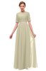 ColsBM Ansley Putty Bridesmaid Dresses Modest Lace Jewel A-line Elbow Length Sleeve Zip up