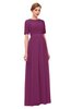 ColsBM Ansley Raspberry Bridesmaid Dresses Modest Lace Jewel A-line Elbow Length Sleeve Zip up