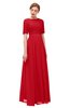 ColsBM Ansley Red Bridesmaid Dresses Modest Lace Jewel A-line Elbow Length Sleeve Zip up