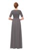 ColsBM Ansley Ridge Grey Bridesmaid Dresses Modest Lace Jewel A-line Elbow Length Sleeve Zip up