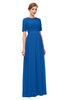 ColsBM Ansley Royal Blue Bridesmaid Dresses Modest Lace Jewel A-line Elbow Length Sleeve Zip up