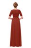 ColsBM Ansley Rust Bridesmaid Dresses Modest Lace Jewel A-line Elbow Length Sleeve Zip up