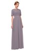 ColsBM Ansley Sea Fog Bridesmaid Dresses Modest Lace Jewel A-line Elbow Length Sleeve Zip up