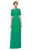 ColsBM Ansley Sea Green Bridesmaid Dresses Modest Lace Jewel A-line Elbow Length Sleeve Zip up