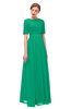 ColsBM Ansley Sea Green Bridesmaid Dresses Modest Lace Jewel A-line Elbow Length Sleeve Zip up