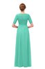 ColsBM Ansley Seafoam Green Bridesmaid Dresses Modest Lace Jewel A-line Elbow Length Sleeve Zip up