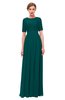 ColsBM Ansley Shaded Spruce Bridesmaid Dresses Modest Lace Jewel A-line Elbow Length Sleeve Zip up