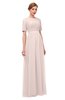 ColsBM Ansley Silver Peony Bridesmaid Dresses Modest Lace Jewel A-line Elbow Length Sleeve Zip up