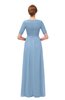 ColsBM Ansley Sky Blue Bridesmaid Dresses Modest Lace Jewel A-line Elbow Length Sleeve Zip up
