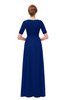 ColsBM Ansley Sodalite Blue Bridesmaid Dresses Modest Lace Jewel A-line Elbow Length Sleeve Zip up