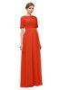 ColsBM Ansley Tangerine Tango Bridesmaid Dresses Modest Lace Jewel A-line Elbow Length Sleeve Zip up