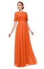 ColsBM Ansley Tangerine Bridesmaid Dresses Modest Lace Jewel A-line Elbow Length Sleeve Zip up