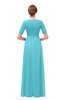 ColsBM Ansley Turquoise Bridesmaid Dresses Modest Lace Jewel A-line Elbow Length Sleeve Zip up