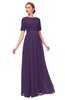 ColsBM Ansley Violet Bridesmaid Dresses Modest Lace Jewel A-line Elbow Length Sleeve Zip up