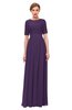 ColsBM Ansley Violet Bridesmaid Dresses Modest Lace Jewel A-line Elbow Length Sleeve Zip up