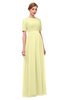 ColsBM Ansley Wax Yellow Bridesmaid Dresses Modest Lace Jewel A-line Elbow Length Sleeve Zip up
