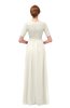 ColsBM Ansley Whisper White Bridesmaid Dresses Modest Lace Jewel A-line Elbow Length Sleeve Zip up