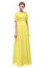 ColsBM Ansley Yellow Iris Bridesmaid Dresses Modest Lace Jewel A-line Elbow Length Sleeve Zip up