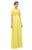ColsBM Ansley Yellow Iris Bridesmaid Dresses Modest Lace Jewel A-line Elbow Length Sleeve Zip up
