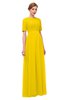 ColsBM Ansley Yellow Bridesmaid Dresses Modest Lace Jewel A-line Elbow Length Sleeve Zip up