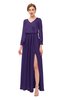 ColsBM Carey Acai Bridesmaid Dresses Long Sleeve A-line Glamorous Split-Front Floor Length V-neck