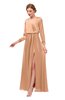 ColsBM Carey Apricot Bridesmaid Dresses Long Sleeve A-line Glamorous Split-Front Floor Length V-neck