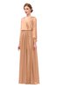 ColsBM Carey Apricot Bridesmaid Dresses Long Sleeve A-line Glamorous Split-Front Floor Length V-neck