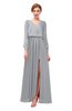 ColsBM Carey Ash Bridesmaid Dresses Long Sleeve A-line Glamorous Split-Front Floor Length V-neck