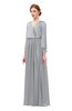ColsBM Carey Ash Bridesmaid Dresses Long Sleeve A-line Glamorous Split-Front Floor Length V-neck