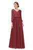 ColsBM Carey Aurora Red Bridesmaid Dresses Long Sleeve A-line Glamorous Split-Front Floor Length V-neck
