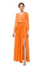 ColsBM Carey Autumn Glory Bridesmaid Dresses Long Sleeve A-line Glamorous Split-Front Floor Length V-neck