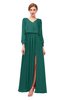 ColsBM Carey Bayberry Bridesmaid Dresses Long Sleeve A-line Glamorous Split-Front Floor Length V-neck