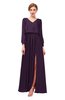 ColsBM Carey Blackberry Wine Bridesmaid Dresses Long Sleeve A-line Glamorous Split-Front Floor Length V-neck