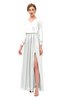 ColsBM Carey Blanc De Blanc Bridesmaid Dresses Long Sleeve A-line Glamorous Split-Front Floor Length V-neck