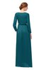 ColsBM Carey Blue Coral Bridesmaid Dresses Long Sleeve A-line Glamorous Split-Front Floor Length V-neck