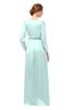 ColsBM Carey Blue Glass Bridesmaid Dresses Long Sleeve A-line Glamorous Split-Front Floor Length V-neck