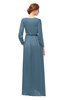 ColsBM Carey Bluestone Bridesmaid Dresses Long Sleeve A-line Glamorous Split-Front Floor Length V-neck