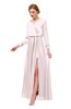 ColsBM Carey Blush Bridesmaid Dresses Long Sleeve A-line Glamorous Split-Front Floor Length V-neck