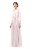 ColsBM Carey Blush Bridesmaid Dresses Long Sleeve A-line Glamorous Split-Front Floor Length V-neck