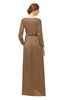 ColsBM Carey Bronze Brown Bridesmaid Dresses Long Sleeve A-line Glamorous Split-Front Floor Length V-neck
