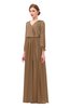 ColsBM Carey Bronze Brown Bridesmaid Dresses Long Sleeve A-line Glamorous Split-Front Floor Length V-neck