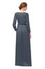 ColsBM Carey Charcoal Bridesmaid Dresses Long Sleeve A-line Glamorous Split-Front Floor Length V-neck