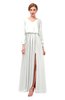 ColsBM Carey Cloud White Bridesmaid Dresses Long Sleeve A-line Glamorous Split-Front Floor Length V-neck