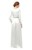 ColsBM Carey Cloud White Bridesmaid Dresses Long Sleeve A-line Glamorous Split-Front Floor Length V-neck