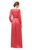 ColsBM Carey Coral Bridesmaid Dresses Long Sleeve A-line Glamorous Split-Front Floor Length V-neck
